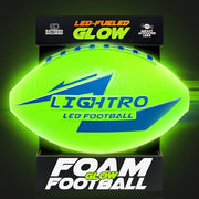 LIGHTRO - Soft Foam Glow in The Dark Football - 8" Youth Size - Super Bright LEDs - Batteries Included - LED Football - for Kids 6 7 8 9 10 11 12 - Light Up Gift for Birthdays - Kids & Boys