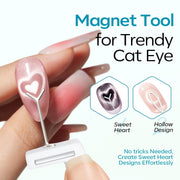 Modelones Cat Eye Magnet 5D Nail Magnet for Cateye Gel Polish Nail Stuff | White 360°Rotating Automatic Cat Eye Magnet Tool, U-Shaped&Ball Magnet&Hole&Heart Magnets for Glass Bead Nail Art