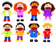 Fun Express Hand Puppets for Kids, 8 Multicultural, 14 Inch | Plush with Movable Mouths, Speech Therapy, Social Emotional Learning, Dramatic Play