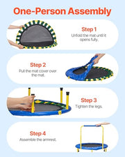 VEVOR 36"/55"/60" Trampoline for Kids with Enclosure Net & Safety Pad Adjustable Gymnastics Bar & Toys with ASTM CPC Certified Indoor/Outdoor Trampoline for Kids Age 3-12 + Birthday Gift