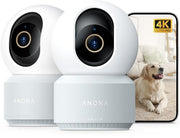 Anona 4K UHD Indoor Camera, Pet/Dog/Baby Security Camera with Phone App, 360°Pan-Tilt, 5G/2.4G Dual-Band Wi-Fi 6, Auto-Tracking, Person/Pet/Baby Crying Detection, Privacy Mode, Two-Way Audio, 2 Pack
