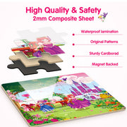 SYNARRY Unicorn Mermaid Princess Magnetic Puzzles for Child 3-5, Travel Toy | 20-Piece Magnetic Travel Puzzle for Child Ages 4-6, Car Airplane Road Trip Activities, Quiet Time Toys, Girls Birthday Gifts
