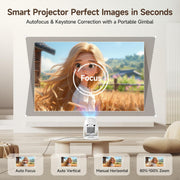 Mini Projector with Wifi 6 and Bluetooth 5.4, Smart Portable Projector 4K Support, Android 14 & 400 ANSI, Auto Focus & Keystone, 1080P Small Proyector Magcubic HY320Pro for Bedroom, Movie, Outdoor