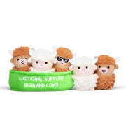 Emotional Support Highland Cows, Cuddly Stuffed Animals by Relatable | Plushies and Cute Stuff, Halloween Toys & Gifts for All Ages, Includes 5 Toys with Carrying Basket