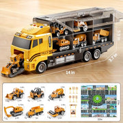 NIPLOOOW Kids Boys Construction Truck Vehicle Toy Set with Play Mat and Die-Cast Toy Car, Transport Carrier Truck for Kids 3-5, Birthday Gifts Toys for 3-8 Year Old Boys