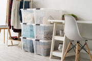 IRIS USA 6-Pack 54 Quart Storage Bins with Lids, Clear | Transparent design makes contents easy to find. Perfect for moving, blankets, clothing, and garage storage. Nestable design