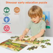 SYNARRY Large Dinosaur Wooden Puzzles for Kids Ages 4-6, 4-in-1 Gift Set | Dinosaur Puzzles for Kids Ages 3-5, Birthday Gifts for Boys & Girls, Educational Dinosaur Toys, Screen-Free Play