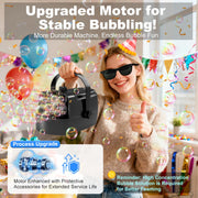 Zerhunt Durable Bubble Machine for Party: 3 Power Modes for Non-Stop Fun - 18000+ Bubbles Per Minute High Output 30 Mins Bubbles per Refill - Kids Safe Auto-Stop for Outdoor Backyard Birthday