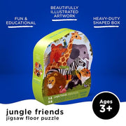 Crocodile Creek 36-Piece Jigsaw Floor Puzzle - Fun Floor Puzzles for Kids Ages 3-5 - Heavy-Duty Shaped Box for Storage - Jungle Friends - 24" W x 18" H Finished