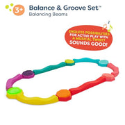 B. toys Balance Beam Set, Musical Wavy Beams & Sensory Stones | Balance & Groove Set with 8 wavy beams, 5 sensory stones, and 1 musical stepping stone for indoor or outdoor play, 3+ Years