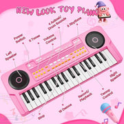 Upgraded 37 Keys Kids Piano Keyboard with Mic for 3 4 5 6 Boys Girls - Pink | Portable Toddler Music Toys Musical Instrument Birthday Xmas Gift