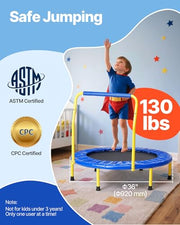 VEVOR 36"/55"/60" Trampoline for Kids with Enclosure Net & Safety Pad Adjustable Gymnastics Bar & Toys with ASTM CPC Certified Indoor/Outdoor Trampoline for Kids Age 3-12 + Birthday Gift