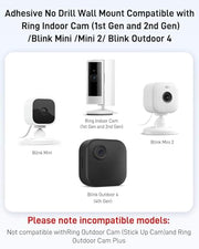 No Drill Ring Indoor Cam Adhesive Wall Mount Bracket, Strong Durable Adhesive Camera Mount Stand for Ring Indoor Cam and Indoor Cam Plus/Blink Mini 2K+/Outdoor 4 Mount, 2 Pack Mount Bracket