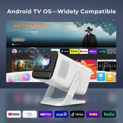 Built-in Apps 1080P 4K Support Mini Projector with Android 14, Phone Remote | Portable Smart Projector with WiFi 6 and Bluetooth 5.4 for Bedroom Auto Keystone Compatible with Netflix/iOS/HDMI/TV Stick X1
