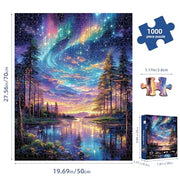 Starry Aurora Lake Puzzles for Adults 1000 Pieces,Interlocking No Dust | Challenging Jigsaw Puzzles,Thick Pieces with Matte Finish,Relaxing Night Sky Wall Art Decor,Stress Relief Gifts for Mom Dad