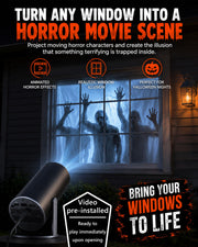 Scary Decorations Halloween Window Projector，black：With Effect fabric | Built-In Horror Videos, Scenes with Easy Setup, Wifi Streaming, Bluetooth Speaker, 210° Rotation & Auto Keystone Correction