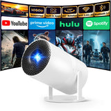 [Built-in Apps] Mini Projector with Wifi and Bluetooth 1080P Supported | Portable Small Projector with Android 14, 180° Rotation/Manual Focus/Auto Keystone, Compatible with HDMI/USB/Smartphone