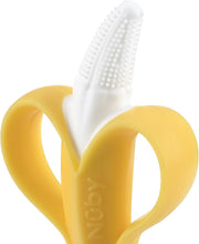 Nuby NanaNubs Gum Massager, Soft Silicone Teething Toy, 3 Months+ | Angled Shape Reaches Back Molars, Easy-Hold Handle, Phthalate-free, Dishwasher Safe Toy, Textured Nubs to Massage Tender Gums