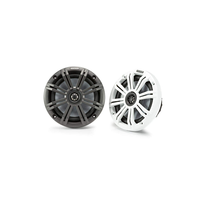 Kicker KM65 6.5-Inch (165mm) Marine Coaxial Speakers with 3/4-Inch Tweeters, 4-Ohm, Charcoal and White Grilles