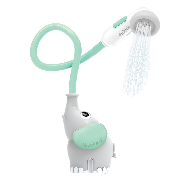Yookidoo Baby Bath Shower Head - Elephant Water Pump and Trunk Spout Sprayer - One Handed Flow Control for Newborn Babies in Tub Or Sink (Turquoise)