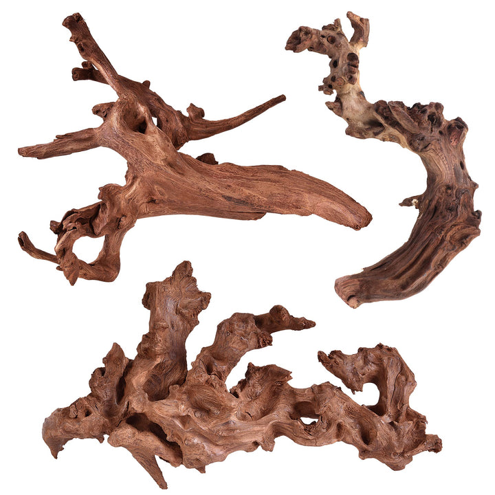 majoywoo Natural Driftwood for Aquarium Decor Fish Tank Decor Reptile Decor | Assorted Driftwood Branch 6-10" 3 Pcs, Natural Driftwood for Aquascaping and Reptile Decor