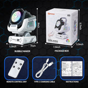 Upgraded Bubble Machine Outdoor Toys for Kids & Wedding Party | Auto Rotation,Type-C Rechargeable,Remote Control,RGB Lights