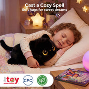 Mewaii Black Cat Plush Pillow Cute Plushies, Squishy & Huggable, 13 in | Cuddly Cat Stuffed Animal Pillow, Low-Shedding, PP Cotton Fill, Machine Washable, Desk Decor, Gift For Kids & Cat Lovers