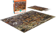Buffalo Games Charles Wysocki 1000 Piece Puzzles, Trick or Treat Hotel | Full-Color Reference Poster, Made in USA, Sturdy Interlocking Pieces, Halloween Puzzle, 26.75 x 19.75 in, For Adults