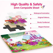 SYNARRY Unicorn Mermaid Princess Magnetic Puzzles for Child 3-5, Travel Toy | 20-Piece Magnetic Travel Puzzle for Child Ages 4-6, Car Airplane Road Trip Activities, Quiet Time Toys, Girls Birthday Gifts