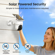 aosu D1 Classic 4-Cam Kit, Security Cameras Wireless Outdoor, Solar Powered | No Subscription Required, 32GB Built-in Storage, 360° Auto Tracking, 2K (3MP) Full-Color Night Vision, Easy Install