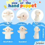 JUSTQUNSEEN Sheep Hand Puppets Lamb Plush Toy Stuffed Animal Soft Fuzzy for Baby Story Time Safe Washable Stuffed Adult Hands Fit Interactive Play
