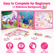 SYNARRY Unicorn Mermaid Princess Magnetic Puzzles for Child 3-5, Travel Toy | 20-Piece Magnetic Travel Puzzle for Child Ages 4-6, Car Airplane Road Trip Activities, Quiet Time Toys, Girls Birthday Gifts