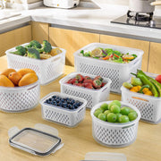5 PCS Large Fruit storage Containers for Fridge ,Food Storage Containers | with Removable Colander Leakproof Dishwasher & Microwave safe Produce Containers Keep Fruits Vegetables Berry Fresh longer