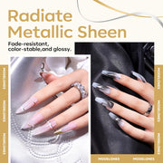 modelones Chrome Liner Gel Nail Polish Gold Silver Built-in Fine Brush | Metallic Nail Art Gel French Tip Mirror Effect No Powder Needed Paint Draw Swirl Design Long Lasting DIY U V Manicure Stuff