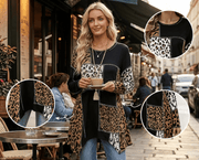 Leopard Print Patchwork Irregular Blouse