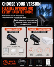Scary Decorations Halloween Window Projector，black：With Effect fabric | Built-In Horror Videos, Scenes with Easy Setup, Wifi Streaming, Bluetooth Speaker, 210° Rotation & Auto Keystone Correction