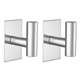 VAEHOLD Wall Towel Hooks, Heavy Duty Sticky Holder Waterproof Towel Hooks for Hanging Coat, Clothes, Closet Hook Wall Mount for Kitchen (Silver, 2 Pack)