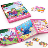 SYNARRY Unicorn Mermaid Princess Magnetic Puzzles for Child 3-5, Travel Toy | 20-Piece Magnetic Travel Puzzle for Child Ages 4-6, Car Airplane Road Trip Activities, Quiet Time Toys, Girls Birthday Gifts