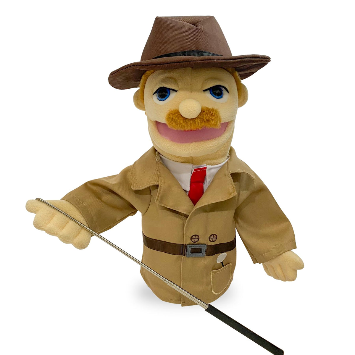 okegztoa 16" Puppets Entriloquist Puppet,Hand Puppets for Kids Plush Detective Puppets for Adults with Removable Mouth Puppet for Kids Ages,Hand Puppet for Adults with Scalable Puppet Control Rod