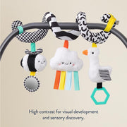 Itzy Ritzy Spiral Car Seat & Stroller Activity Toy Ages 0+ (High Contrast) | Baby Stroller & Car Seat Spiral Toy, Infant Sensory Activity Toy, Easy-Attach Hanging Toy With Textures, Sounds & Visual Play