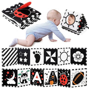URMYWO Black and White Baby Toy, Tummy Time High Contrast Newborn Toys | Visual Stimulation Soft Baby Book, Brain Development Montessori Sensory Infant Mirror Toy 0-6-12 Months, Boy Girl Shower Gift