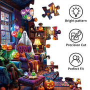 Chalzidar Halloween Ghosts Jigsaw Puzzles for Adults 1000 Pieces | Halloween Puzzle 1:1 HD Reference Poster，ABCD Letter Markings on Back,Matte Oil,High Bite Force