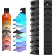 Hat Organizer for Baseball Cap 2Pack, Hold up to 20 Hat Adhensive for Wall | Hat Rack Hanger Display for Door Closet, Cap Organizer Storage Multilayer Adhesive or Screw Mount, Space-Saving Design-Black