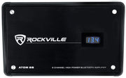 Rockville Atom 8B Black 8-Channel Marine/Boat Amplifier Amp | 3500W Peak, 880W RMS, Bluetooth, 4/6/8-Channel Configurable, Class D, Dual 50-250Hz Crossovers, RCA Line Output