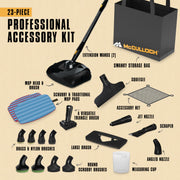 McCulloch MC1385 Canister Steam Cleaner, For Grout and Tile, 23 Accessories | Mop Head, Brushes & More - Built for Home, Tile, Carpet, Furniture, & Personal Car Detailing