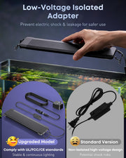 Pawfly 11W Aquarium LED Light for 12 to 18 Inch Fish Tanks Extendable Fish Tank Light with Full Spectrum Brilliant White Blue Red Lights with Daytime & Night Modes and Adjustable Brightness