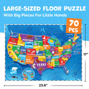 United States Puzzles for Kids Ages 6-8 & 4-6 - 70pc USA Map Kids Puzzles | 50 US States Floor Puzzles Boys Toys Age 4-6 - Educational US Geography Learning Toys Activity - Boys Gifts & Gifts for Girls
