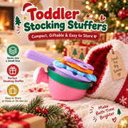 Fajiabao Toddler Bath Toys for Kids Ages 1-3 Stack, Scoop & Pour Set 5PCS | Drain Quickly Nest for Easy Storage & Stuffers with 3 Animal Stacking Cups, Watering Can & Scoop That Floating Tub Water Play
