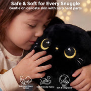Mewaii Black Cat Plush Pillow Cute Plushies, Squishy & Huggable, 13 in | Cuddly Cat Stuffed Animal Pillow, Low-Shedding, PP Cotton Fill, Machine Washable, Desk Decor, Gift For Kids & Cat Lovers
