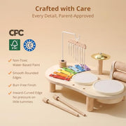 Wooden Drum Set for Toddlers 1-3, Montessori Musical Toy for Kids | First Birthday Gift for Boys & Girls, Encourages Engagement & Open-Ended Play, Screen-Free Fun